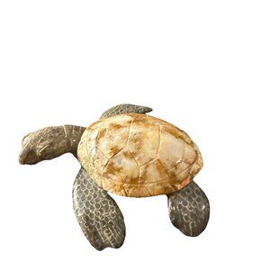 Carved Stone Sea Turtle Paperweight Marble Onyx Agate